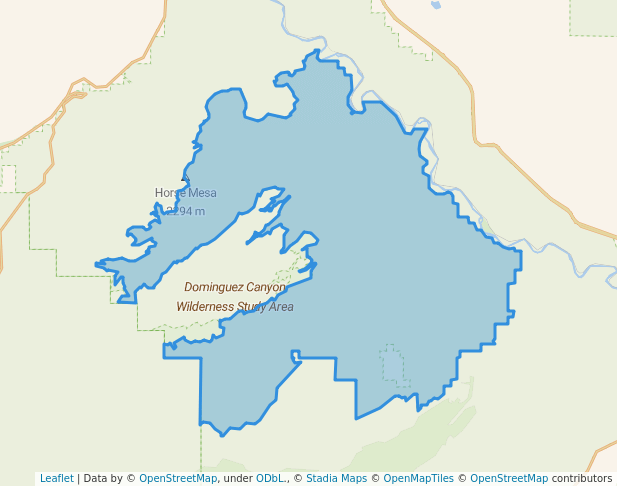 walking in Dominguez Canyon Wilderness map in Dominguez