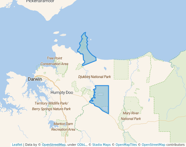 walking in Djukbinj National Park map in Tumbling Waters