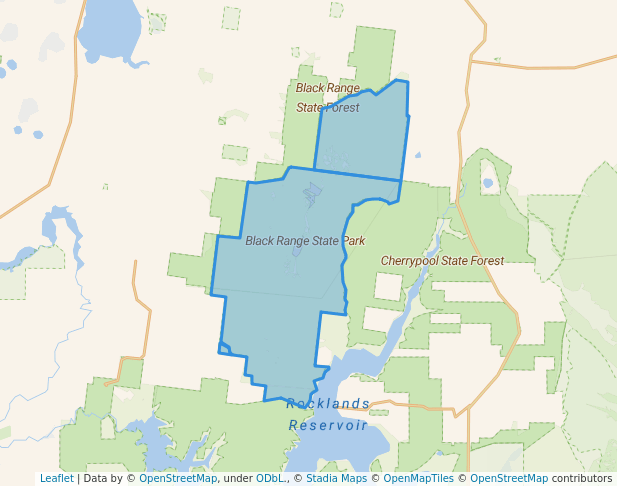walking in Black Range State Park map in Telangatuk East