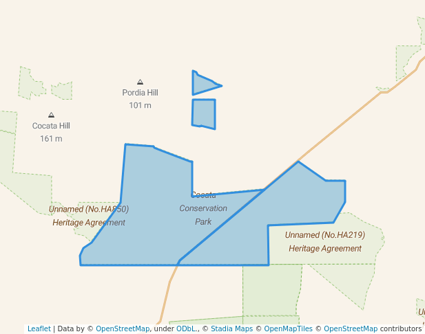 walking in Cocata Conservation Park map in Cocata