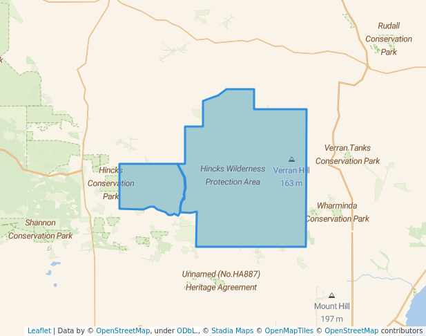 walking in Hincks Wilderness Protection Area map in Hincks