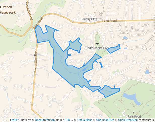 walking in Kilgour Branch Stream Valley Park map in Potomac