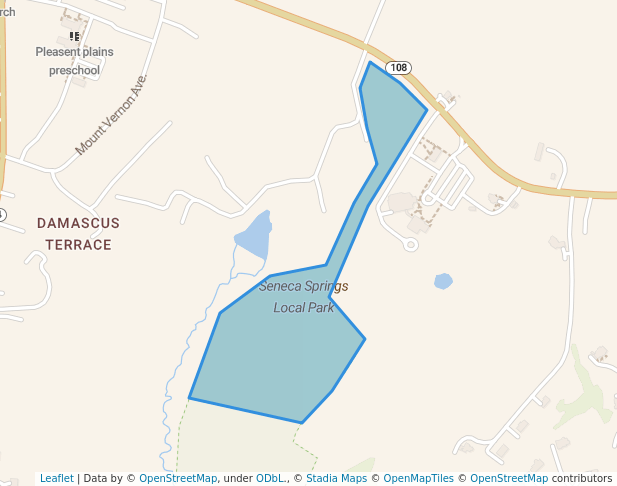 walking in Seneca Springs Local Park map in Damascus