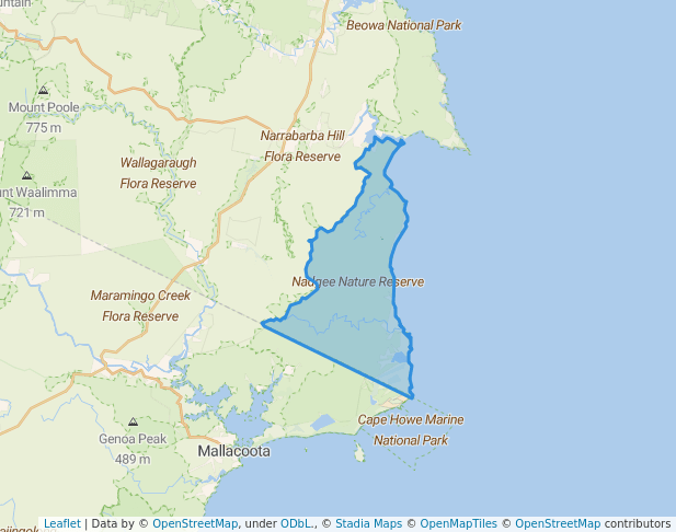 walking in Nadgee Nature Reserve map in Eden