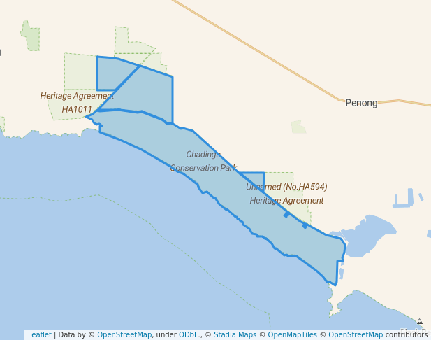 walking in Chadinga Conservation Park map in Penong