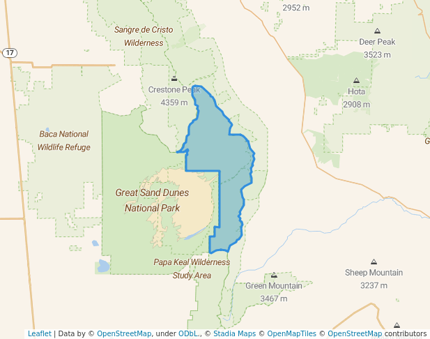 walking in Great Sand Dunes National Preserve map in Silver Cliff