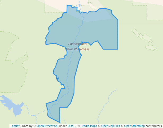 walking in Encampment River Wilderness map in Encampment