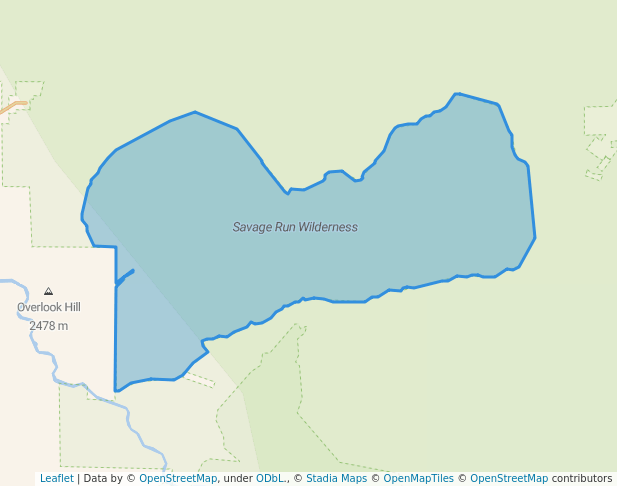 walking in Savage Run Wilderness map in Riverside
