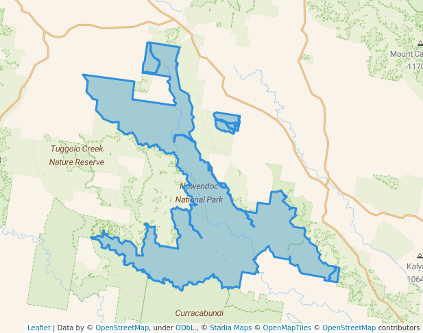 walking in Nowendoc National Park map in Walcha