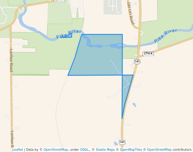 walking in Daves Falls County Park map in Amberg