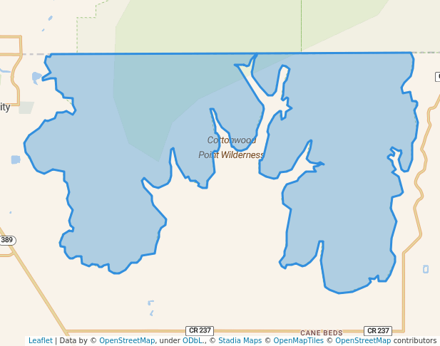 walking in Cottonwood Point Wilderness map in Fredonia