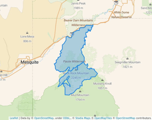 walking in Paiute Wilderness map in Littlefield