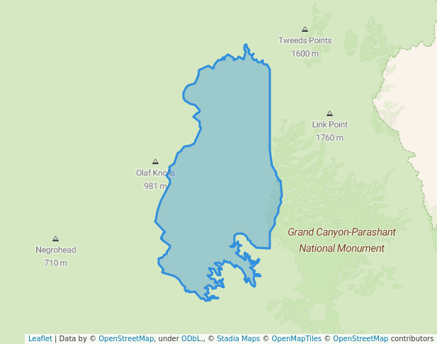 walking in Grand Wash Cliffs Wilderness map in Littlefield