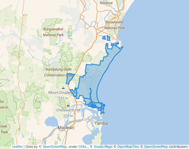 walking in Bundjalung National Park map in Esk