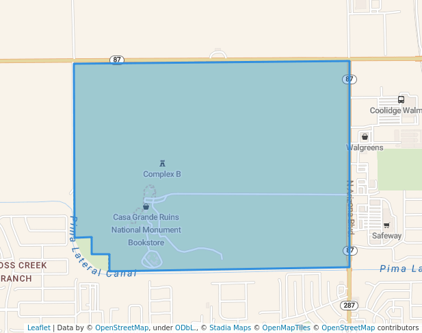 walking in Casa Grande Ruins National Monument map in Coolidge
