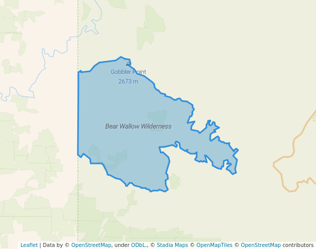 walking in Bear Wallow Wilderness map in Clifton