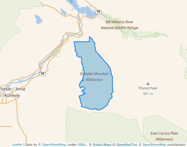 walking in Gibraltar Mountain Wilderness map in Parker