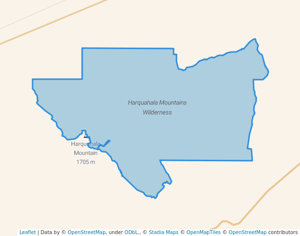 walking in Harquahala Mountains Wilderness map in Aguila