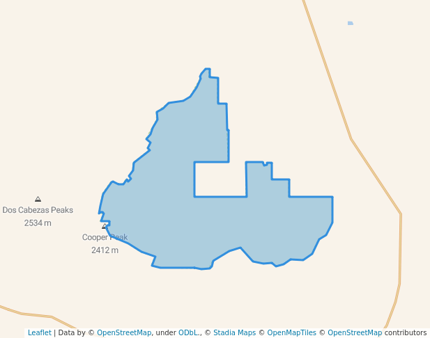 walking in Dos Cabezas Mountains Wilderness map in Bowie