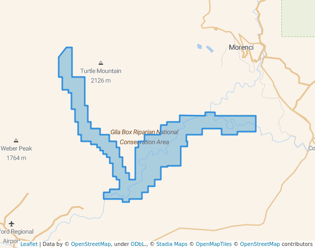 walking in Gila Box Riparian National Conservation Area map in Aragon Place