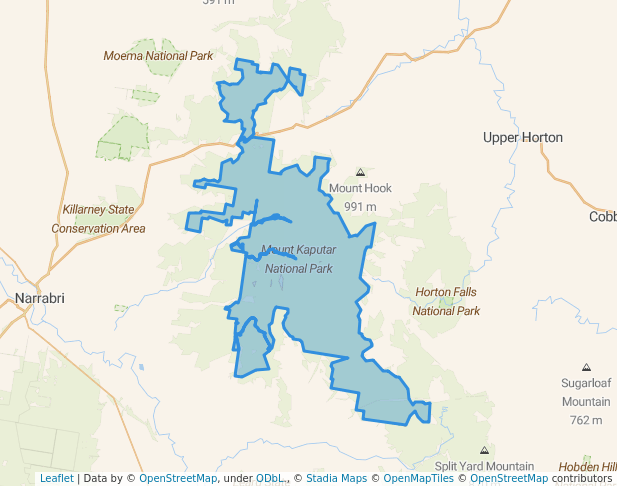 walking in Mount Kaputar National Park map in Narrabri West