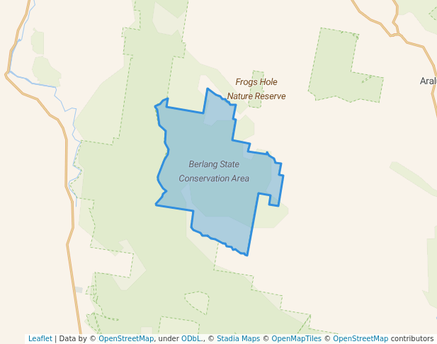 walking in Berlang State Conservation Area map in Berlang