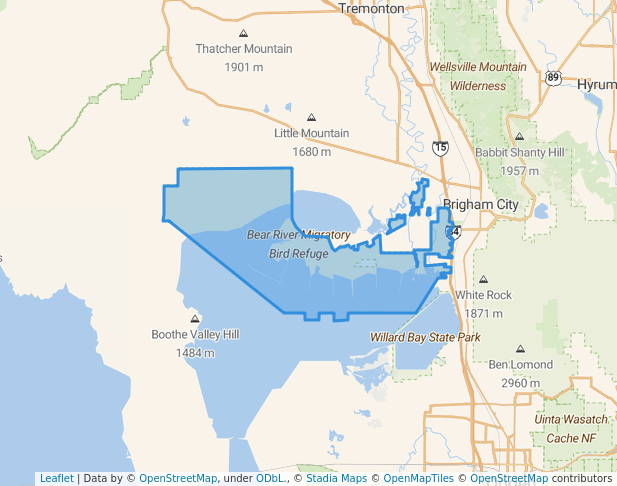 walking in Bear River Migratory Bird Refuge map in Corinne