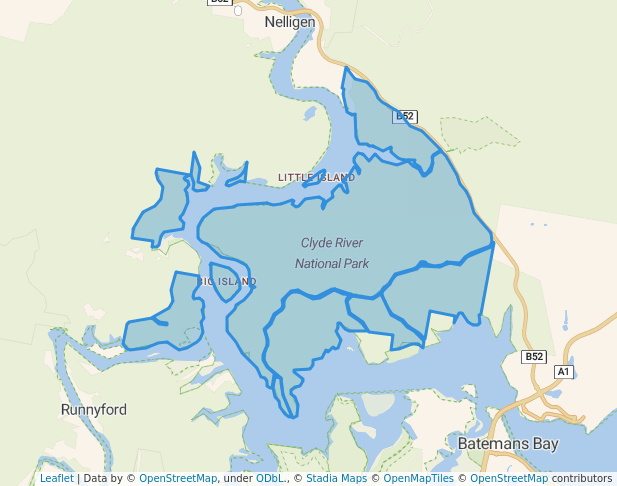 walking in Clyde River National Park map in Mogo
