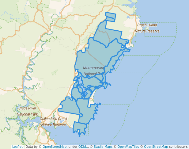 walking in Murramarang National Park map in Mogo