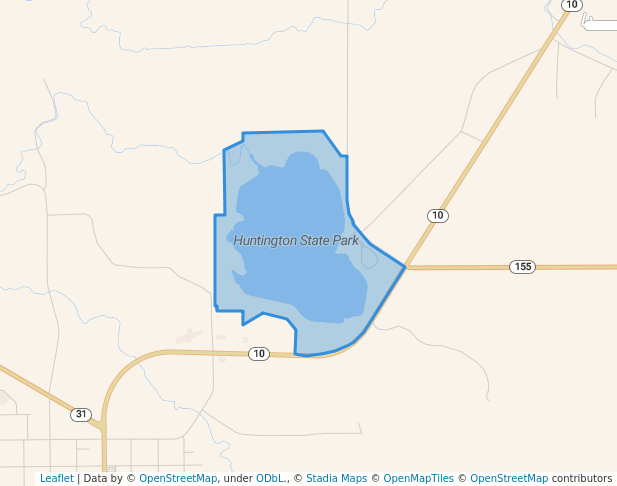 walking in Huntington State Park map in Huntington