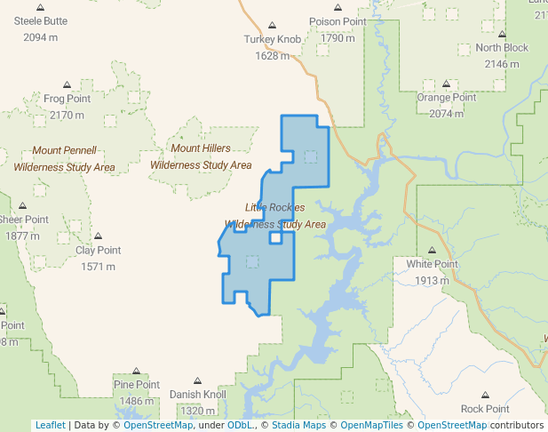walking in Little Rockies Wilderness Study Area map in Lake Powell