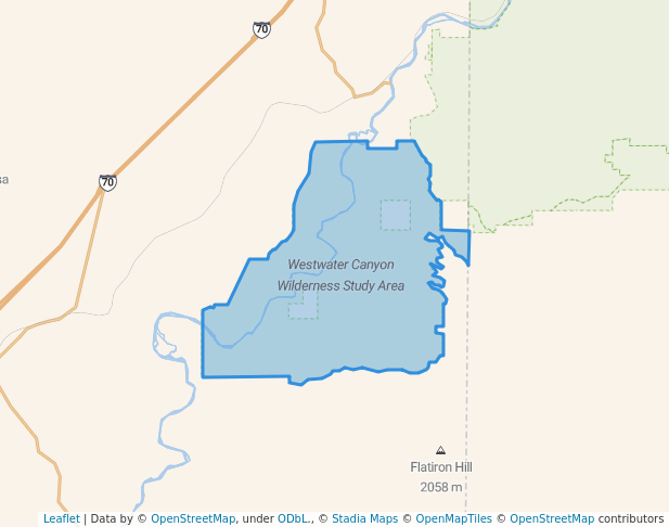 walking in Westwater Canyon Wilderness Study Area map in Cisco
