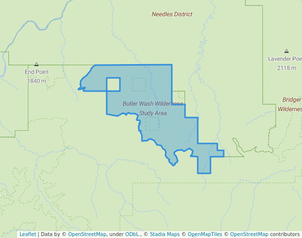 walking in Butler Wash Wilderness Study Area map in Monticello