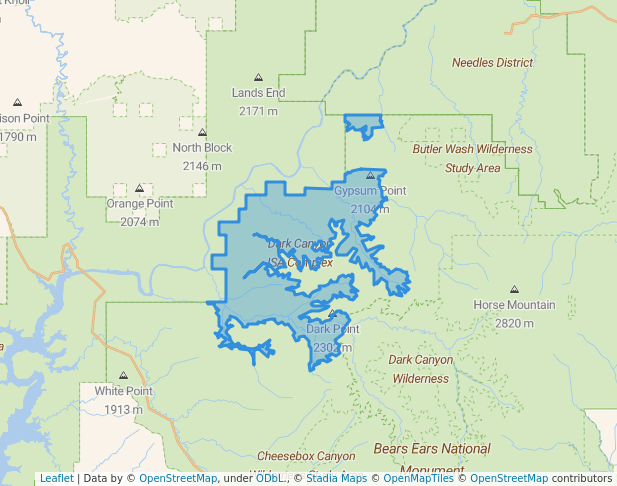 walking in Dark Canyon ISA Complex map in Monticello