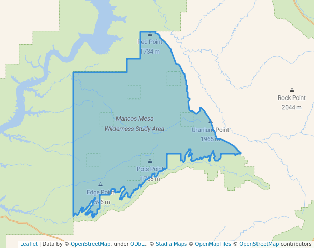 walking in Mancos Mesa Wilderness Study Area map in Lake Powell
