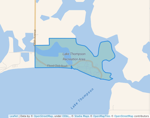 walking in Lake Thompson Recreation Area map in Lake Preston