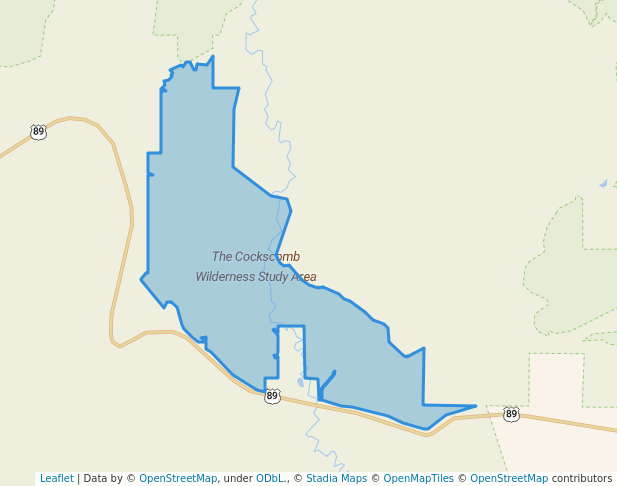 walking in The Cockscomb Wilderness Study Area map in Kanab