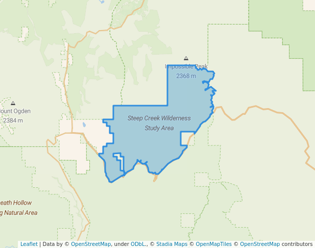 walking in Steep Creek Wilderness Study Area map in Boulder