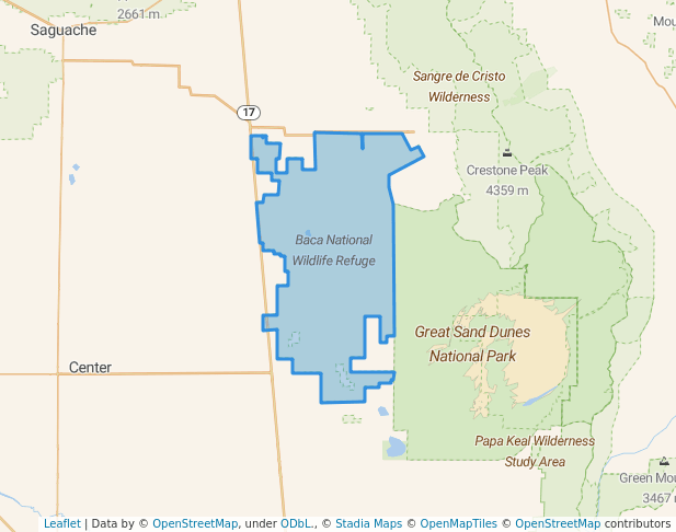 walking in Baca National Wildlife Refuge map in Moffat