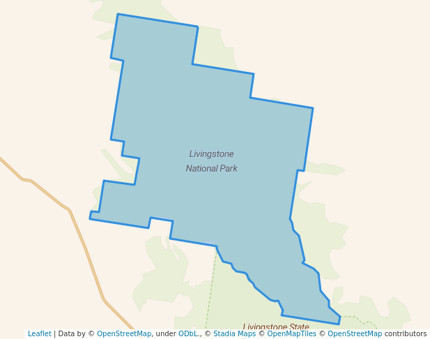 walking in Livingstone National Park map in Big Springs
