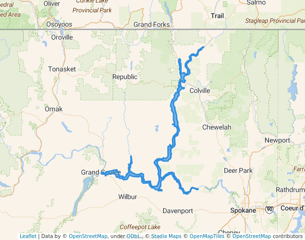 walking in Lake Roosevelt National Recreation Area map in Inchelium
