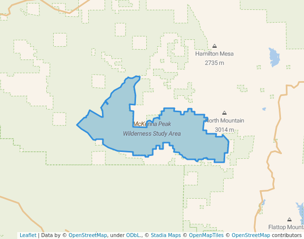 walking in McKenna Peak Wilderness Study Area map in Egnar
