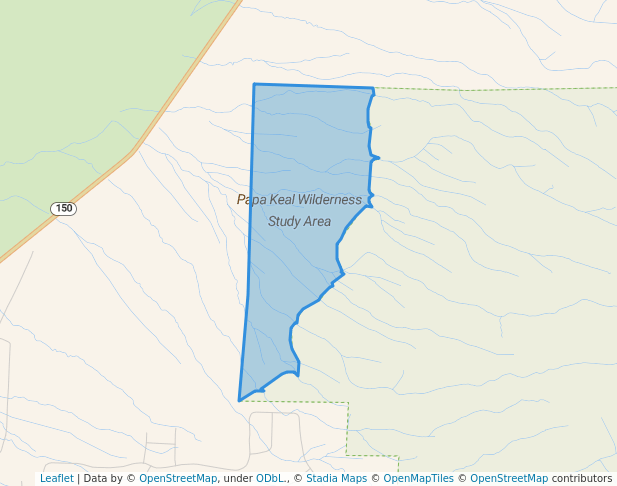 walking in Papa Keal Wilderness Study Area map in Mosca