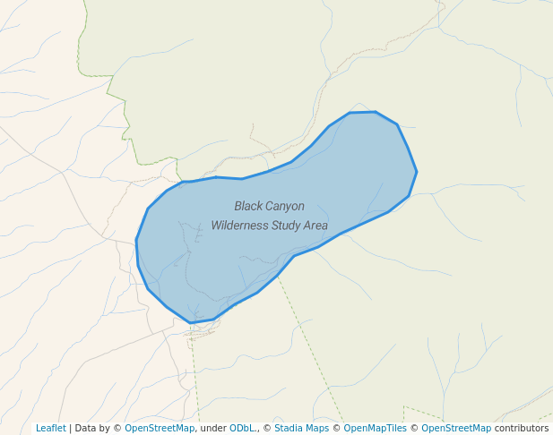 walking in Black Canyon Wilderness Study Area map in Moffat