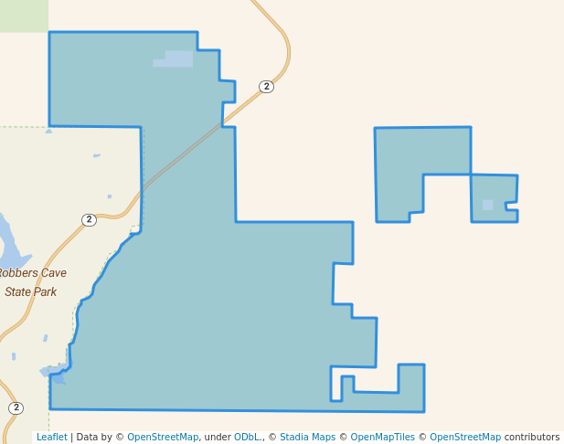 walking in Robbers Cave Wildlife Management Area map in Wilburton