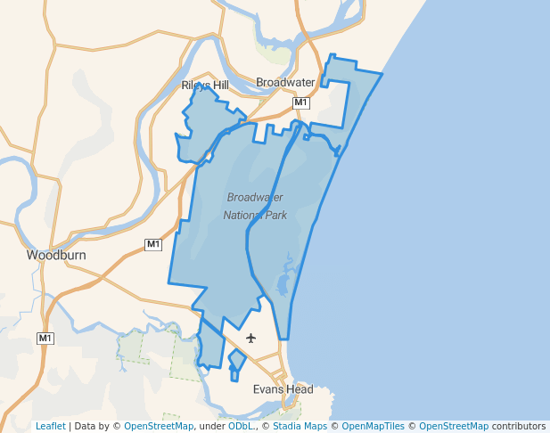 walking in Broadwater National Park map in Esk