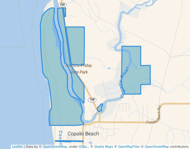 walking in Griffiths-Priday State Park map in Copalis Crossing
