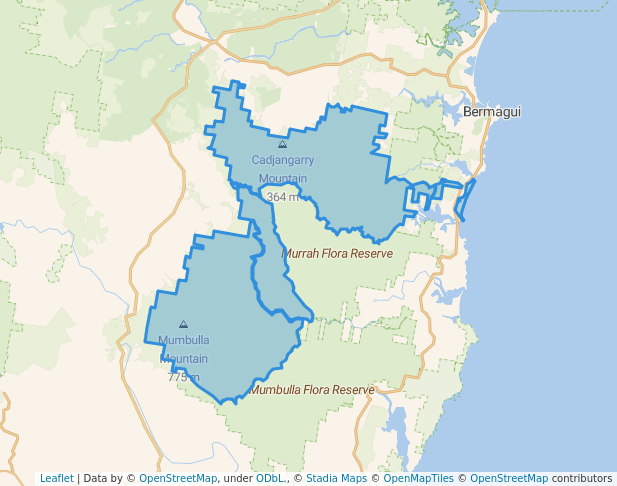 walking in Biamanga National Park map in Murrah