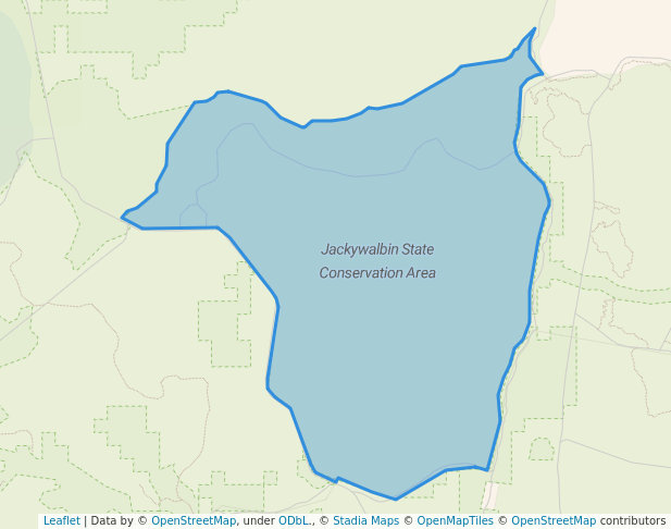 walking in Jackywalbin State Conservation Area map in Esk