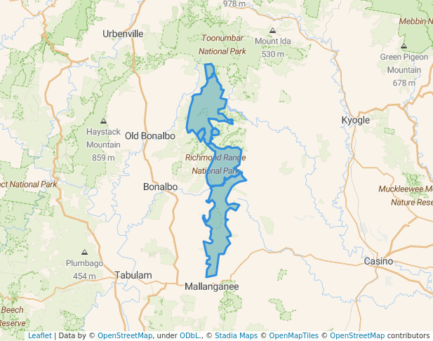 walking in Richmond Range National Park map in Gorge Creek